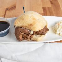 Hot Roast Beef Sandwich · Thinly sliced on a Ciabatta roll, au jus, American cheese, pub fries or mcglynns style- with...