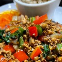 Thai Ga Pao · Diced bell peppers, onions, string beans, basil, made with Thai chili sauce.

Hot & Spicy Le...