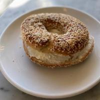 Bagel Sesame With Cream Cheese · Sesame bagel with a schmear of cream cheese