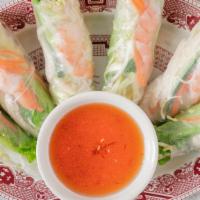 Fresh Spring Rolls (3 For) · Shrimp, chicken, thin rice noodles, bean sprouts, and assorted herbs and vegetables.