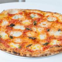 Margherita · organic tomato sauce, fresh mozzarella, fresh basil, parmesan