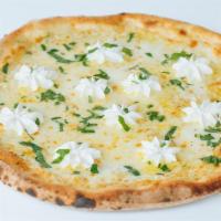 White Pie · shredded mozzarella, parmesan, romano, oregano, ricotta, fresh parsley, fresh garlic