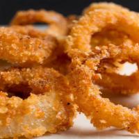 Onion Rings · Crispy fried jumbo cut onion rings.