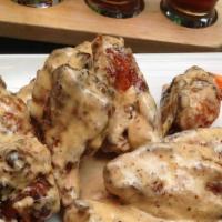 Alabama White Bbq Chicken Wings (6) · Crispy chicken wings, tossed with tangy Alabama white BBQ sauce.