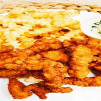 Fried Clam Strips · Breaded and fried to crispy and sweet perfection, served with two side dishes and choice of ...