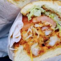 Boom Boom Shrimp Po Boy · Made with jumbo shrimp tossed in a boom boom sauce on a toasted sub roll.