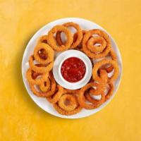 Golden Onion Rings · Onion rings dipped in batter and fried till golden and crisp