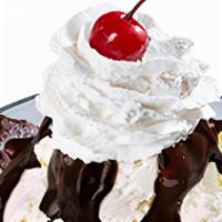 Brownie Sundae · Rich Chocolate Brownie with our Homemade Vanilla Ice Cream, Hot Fudge Topping, Whipped Cream...