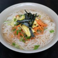 #49. Jang Tuh Guk Su · Thin Noodles with Pickled Vegetables and Anchovy Broth