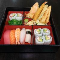 Sushi Box · 5 Pieces Sushi, California Roll (2 Pieces), Gyoza, and Tempura