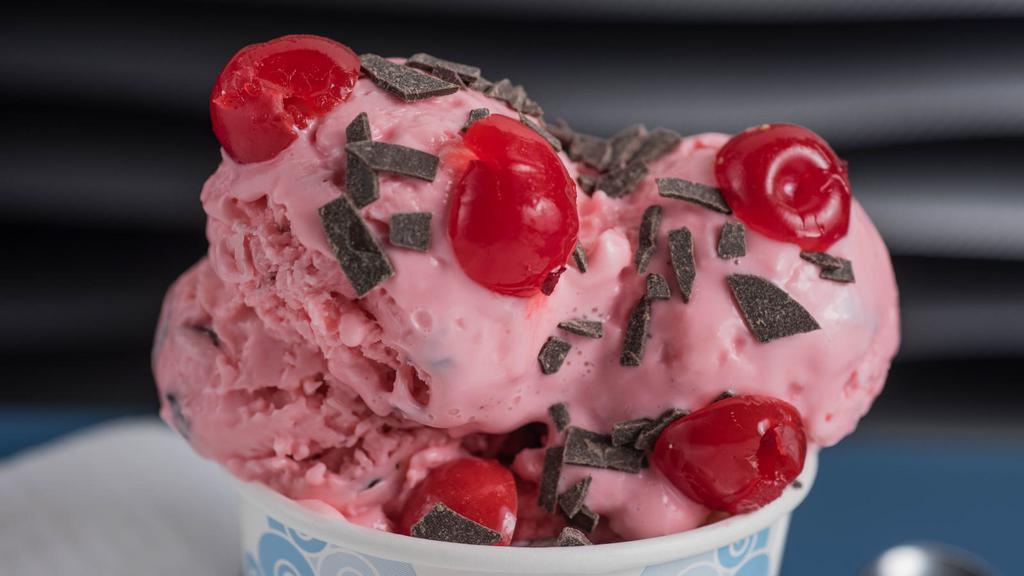 Cherry Charge · Cherry flavor, chocolate chips and cherries.