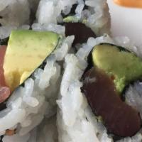 Tuna Avocado Roll · Eight pieces. Tuna and avocado.