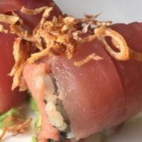 Tuna Roll · Yellowfin tuna wrapped with seaweed outside. 6 pieces.
