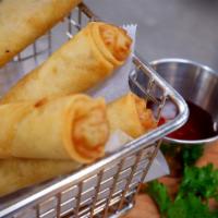 Thai Rolls · Four pieces. Crispy vegetable spring rolls. Serve with sweet and sour sauce.