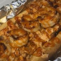 Grayson Cheesesteak (Salmon & Shrimp) · Fresh Wild Caught Salmon Chopped with Jumbo Shrimp. This cheesesteak aj be topped with your ...