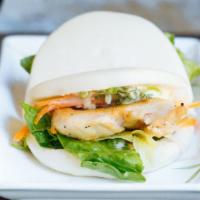 Chicken Buns · Slices of chicken Chashu. Warm pillowy steamed buns with cucumber, lettuce, spicy mayo and s...