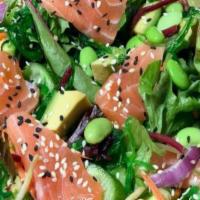  Tuna Avocado Salad · Thinly sliced seared tuna with mixed greens, avocado, & cherry tomatoes in ponzu vinaigrette.