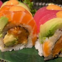 Ocean Roll · Spicy yellowtail, avocado, (fresh tuna & salmon).
