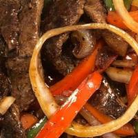 Pepper Steak  · Thinly sliced and sautéed sirloin with onion and bell peppers in a broth
