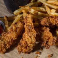 Chicken Tenders · Hand-breaded tenders accompanied by your choice of dipping sauce. They may sound traditional...