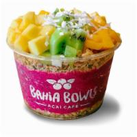 Pitaya Bowl · Organic Pitaya blended with mango & bananas. Topped with granola, mango, pineapple, kiwi, co...