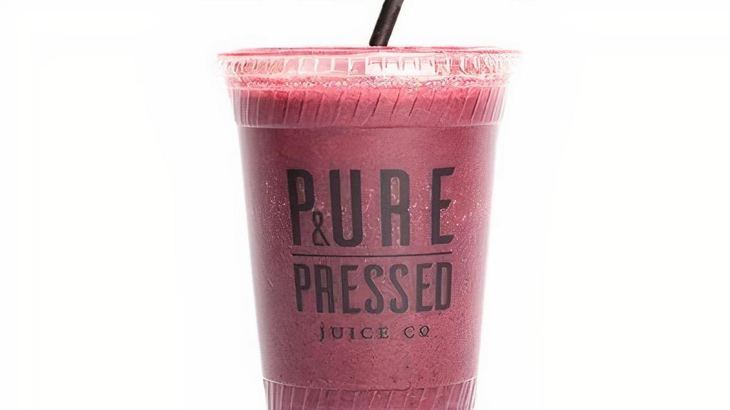 Berry Boss Smoothie · Vegan, gluten free. Strawberry, blueberry, banana, agave, and coconut H2O.