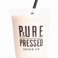 Protein Press Smoothie · Banana, rolled oat, vanilla protein, peanut butter, and Himalayan pink salt.