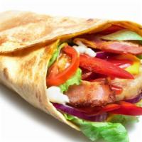 Chicken Bacon Ranch Wrap  · Grilled chicken, crispy bacon, cheese, and ranch dressing folded into a wrap.