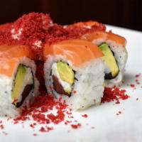 Imperial Sushi Roll · tuna, jumbo lump crab, salmon, avocado, red tempura flake