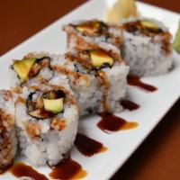 Eel Avocado Sushi Roll · unagi, avocado