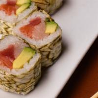 Tigur Fur Sushi Roll · Tuna, salmon, yellowtail, avocado, kelp wrap.