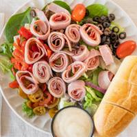 Antipasto Salad · Ham, salami, capicola, provolone cheese, veggies.
