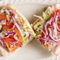 Turkey Hoagie · Topped with sliced turkey meat.