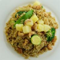 Pineapple Fried Rice  · Fried rice with egg, pineapple chunk, onion, bell pepper, carrot, zucchini, broccoli, tomato...