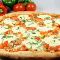 The Classic Margherita (Regular) · Tomatoes, onion, garlic and extra virgin olive oil, topped with fresh mozzarella and basil. ...