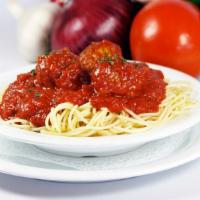 Spaghetti & Meatballs · Spaghetti served with our special Grotto sauce and meatballs. 990 calories.