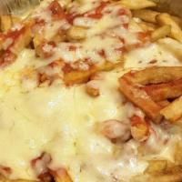 Pizza Fries · Served with mozzarella.