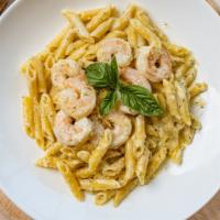 Shrimp Alfredo Pasta · Choice of spaghetti or penne. Served in our rich and creamy parmesan sauce.