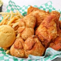 4-Piece Meal · 4 Pieces of pan fried Chicken. Served with a Breast, 2 legs and a wing. Select one side and ...