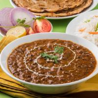 Daal Makhani Vegetarian , Gluten Free , Contain Dairy · Black lentils and kidney beans slow cooked with chef's special mild spices. Served with basm...