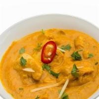 Chicken Korma Halal , Gluten Free , Contains Dairy · Chicken cooked in chef's special spiced sauce made with yogurt. Served with basmati rice. Gl...
