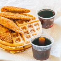 Chicken & Waffles · Fried chicken and fluffy waffles.