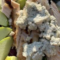 Apple Chicken Salad · Lancaster county grilled chicken breast, granny smith apples, honey roasted almonds, crumble...