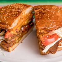 Cemita Grande · Large cemita bread grilled and filled with oaxaca cheese, TWO meats of choice, chipotle mayo...