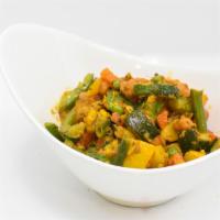 Mix Sabzi · Spicy. Mixed vegetables sautéed with Indian spices.