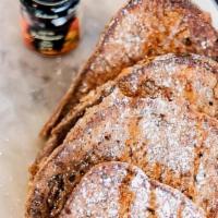 French Toast · 5 grain bread, cinnamon, nutmeg, vanilla&  maple syrup