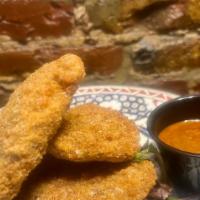 Latka Crusted Chicken Tenders · 3 chicken tenders served with your choice of sauce.
