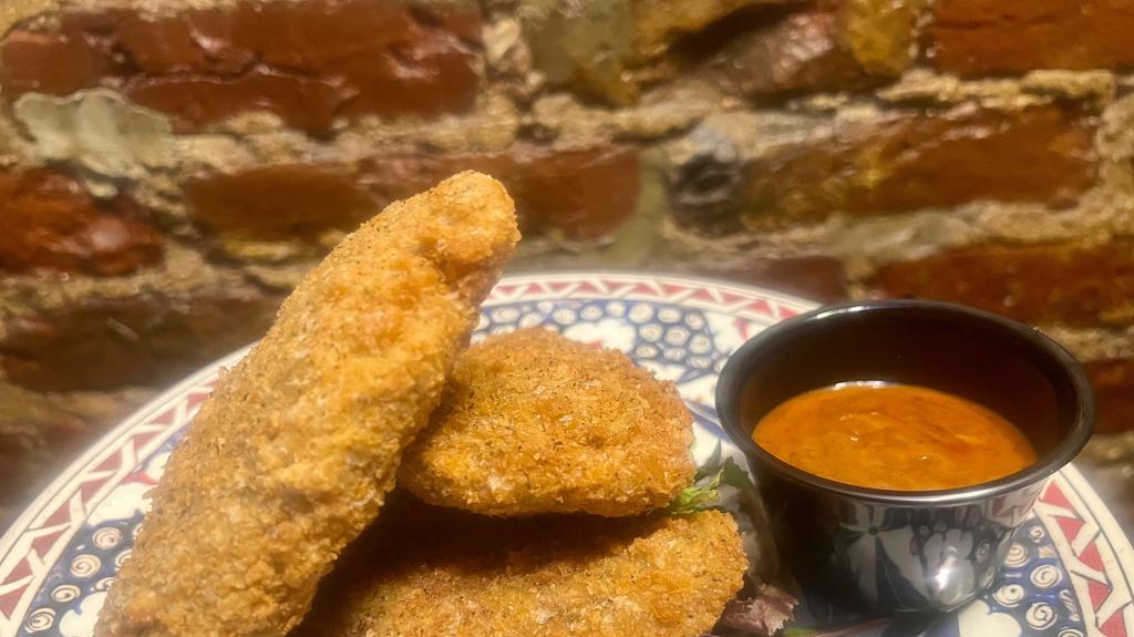 Latka Crusted Chicken Tenders · 3 chicken tenders served with your choice of sauce.