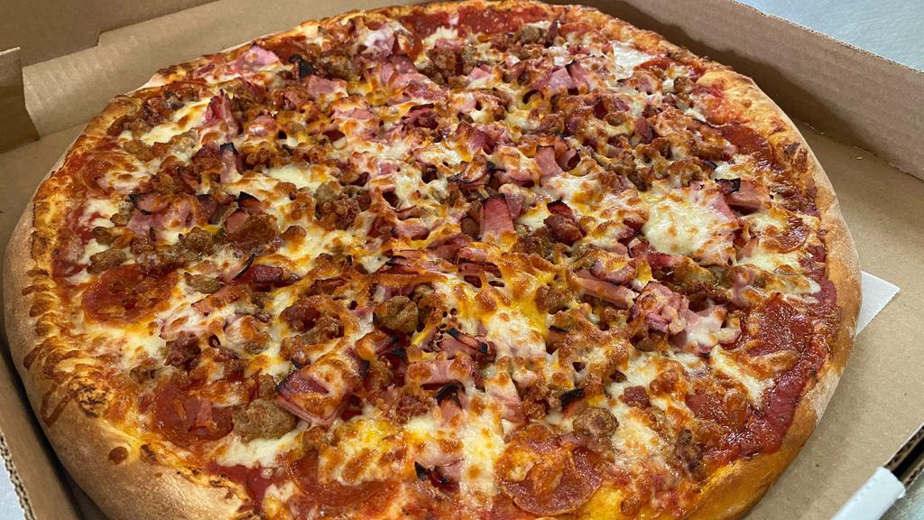 Meat Supreme Pizza via Original Gyro Pizza and Hoagies