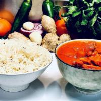 Chicken Makhani · Shredded chicken marinated in Indian spices then cooked in a creamy tomato and Cashew nut sa...